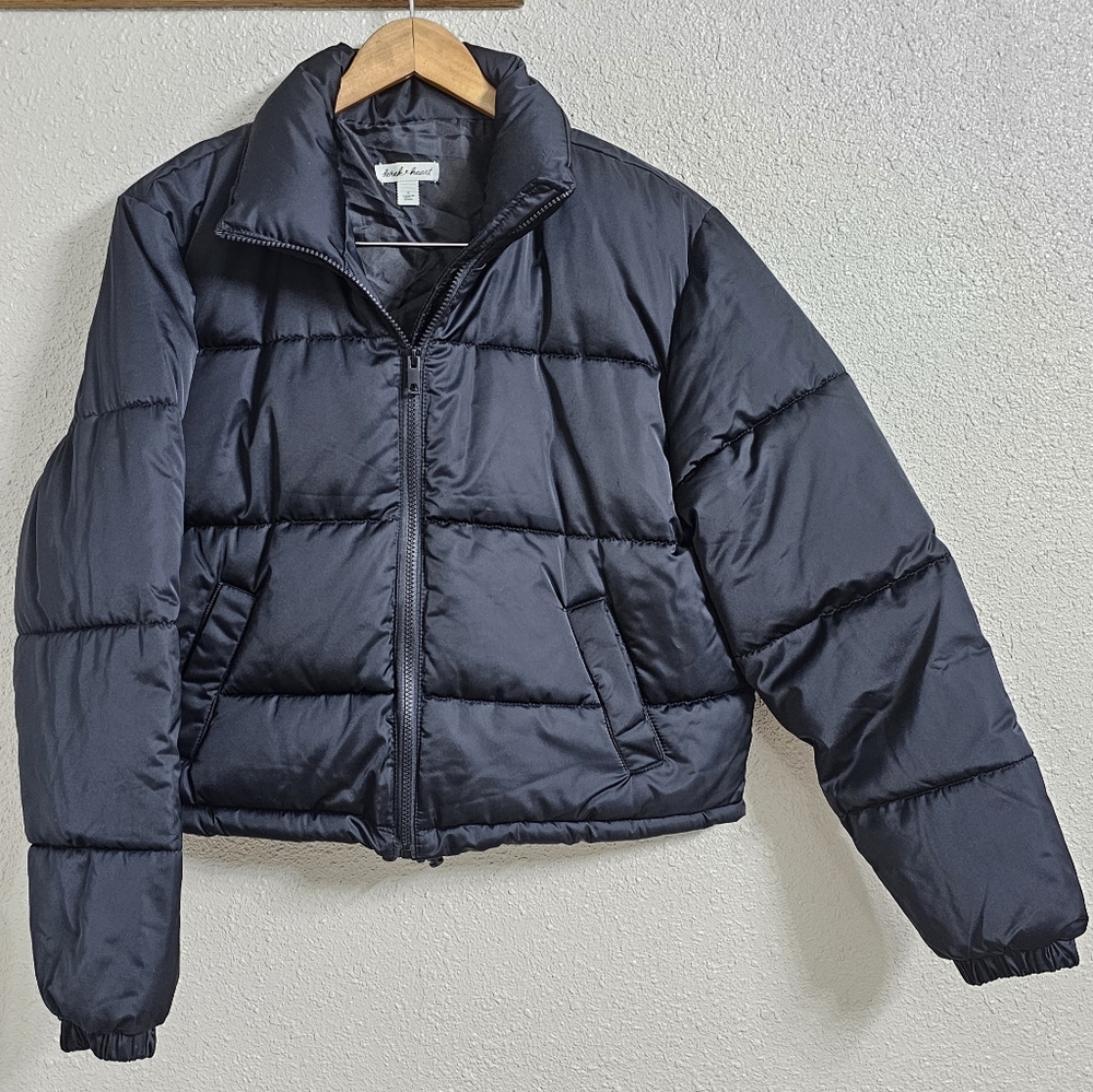 Derek Heart Black Cropped Puffer Jacket Size XL